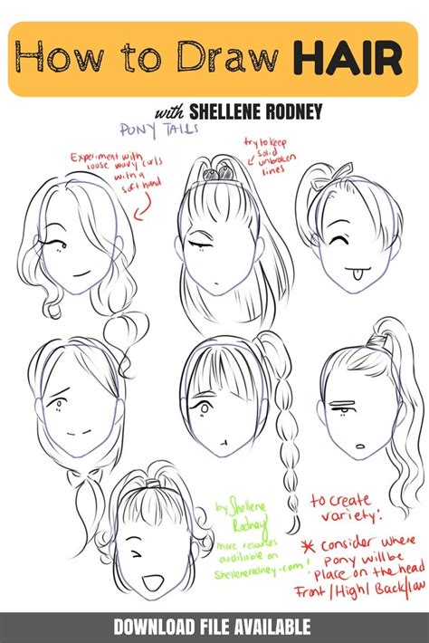 how to draw high ponytail.